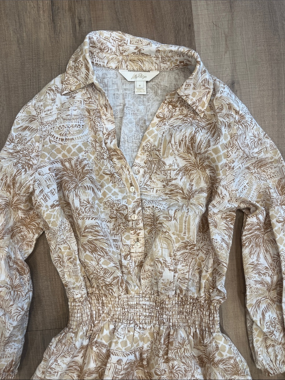 Lilly Pulitzer Abralynn Sandbar Palm Beach Paradise Shirtdress Size 4 - Picture 3 of 6